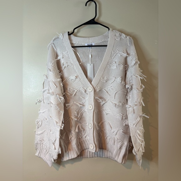 Anthropologie 525 America Cream Fringe Cardigan Sweater NWT - Picture 2 of 10